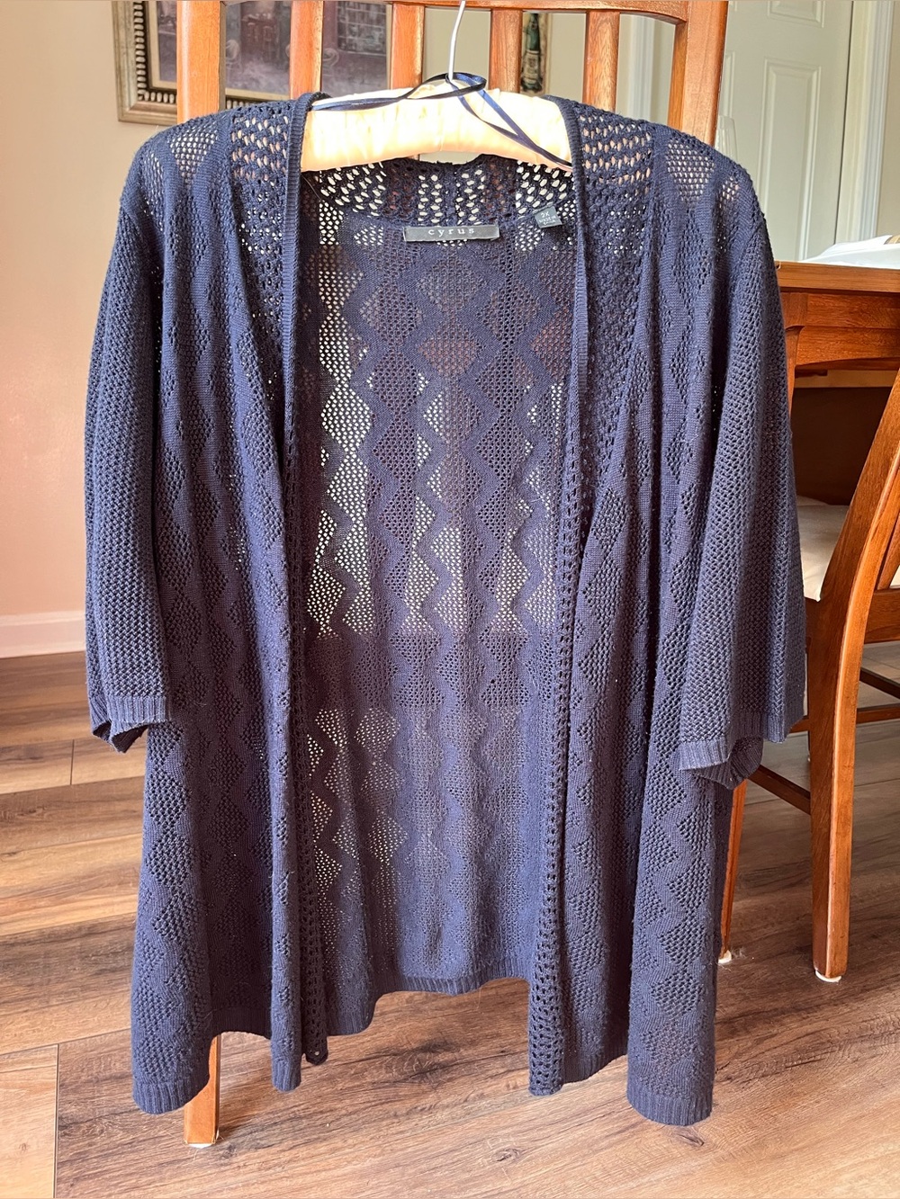 Cyrus Navy Open Front Cardigan, short sleeve to elbow! Size 2X! Perfect basic!
